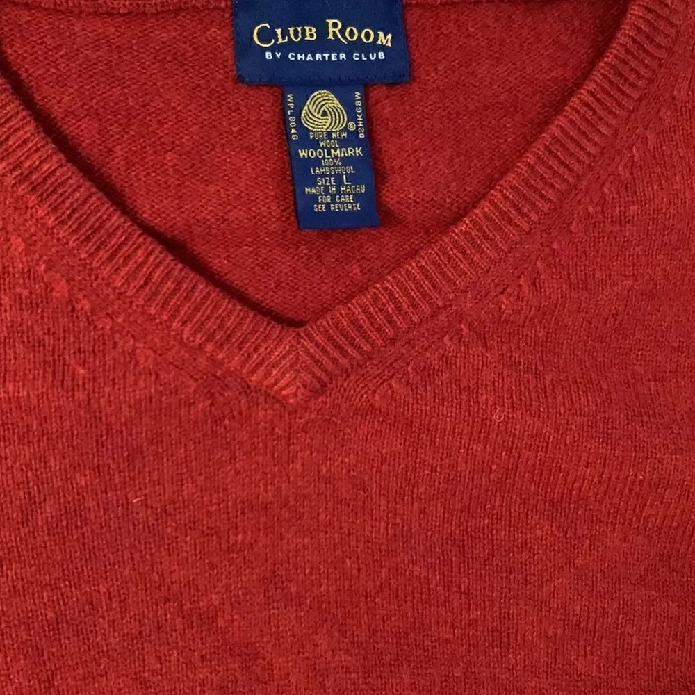 Club Room by Charter Club Maroon Red Wool Men’s Sweater Size L